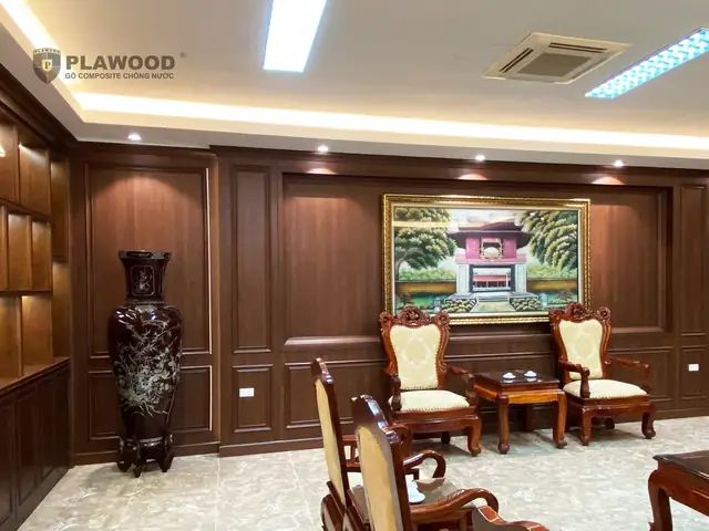 Gỗ Nhựa Ốp Tường Trang Trí Phòng Khách
