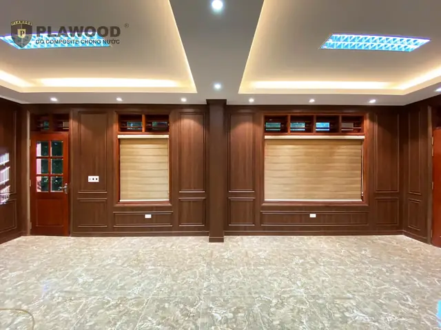 Gỗ Nhựa Ốp Tường Trang Trí Phòng Khách