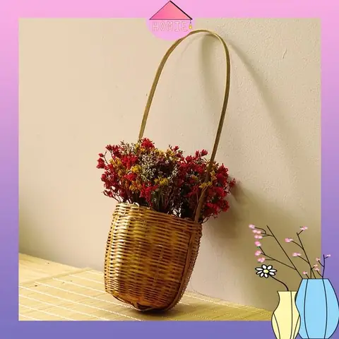 Giỏ Hoa Tre Trang Trí Tường Độc Đáo