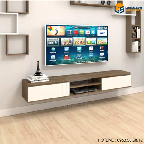 Bộ Kệ Tivi Treo Tường 1m8 Kèm Hộc Trang Trí Ktv12n