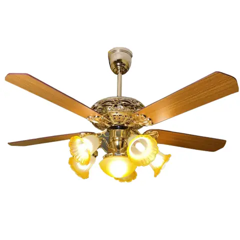 Quạt Trần Đèn Trang Trí Dct Fan 109 Vàng Cánh Gỗ - Quạt Trần Dct