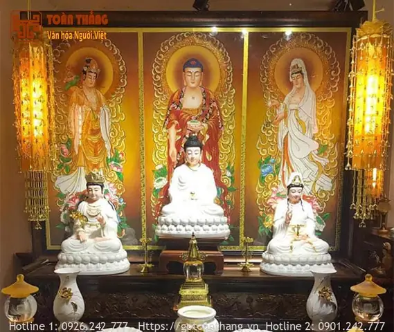 Tây Phương Tam Thánh: Giải Mã Ý Nghĩa Và Hướng Dẫn Bài Trí Bàn Thờ Chuẩn Tâm Linh