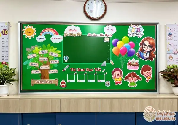 Set Trang Trí Bảng Lớp Học, Góc Học Tập Có Kèm Decal ...