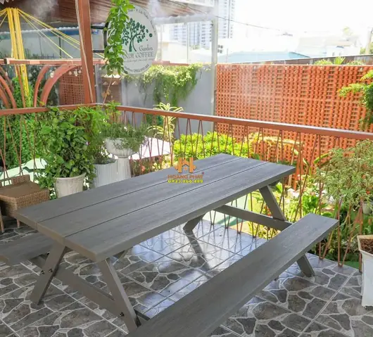 Bộ Bàn Ghế Gỗ Nhựa Composite Tiện Lợi - Sàn Gỗ Hoàng Phát