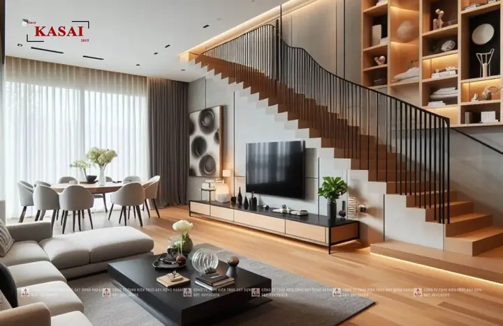 Gầm Cầu Thang Kết Hợp Kệ Tivi Gầm Cầu Thang Kết Hợp Kệ Tivi