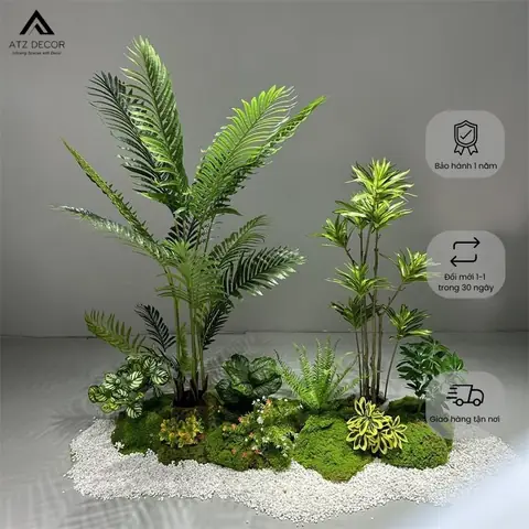 Tiểu Cảnh Cây Giả Nhà Ống Đẹp Như Thật, Decor Đầy Sang Trọng