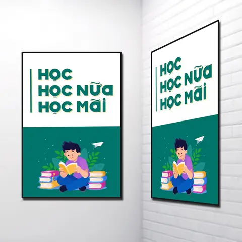 Tranh Slogan: Học Học Nữa Học Mãi