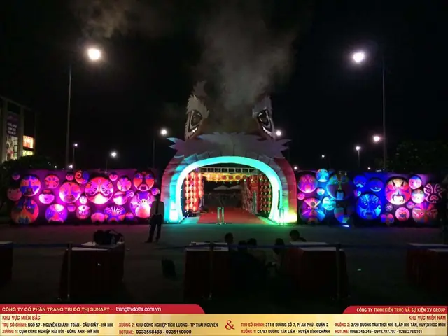 Trang Trí Cổng Chào Trung Thu Với Hình Tượng Đầu Lân