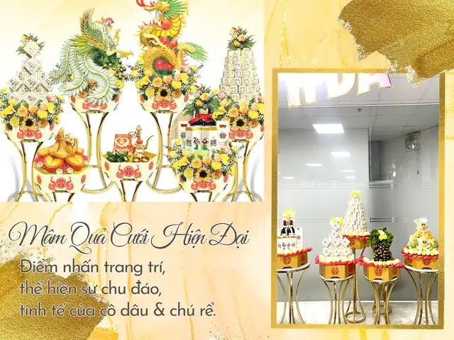 Sử Dụng Mâm Quả Cưới Màu Vàng Đồng