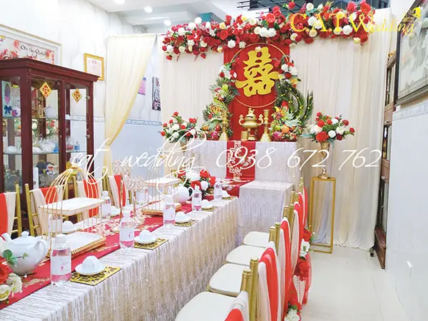 Trang Trí Gia Tiên Tone Đỏ Tại Quận Bình Tân Trang Trí Gia Tiên Tone Đỏ Tại Quận Bình Tân