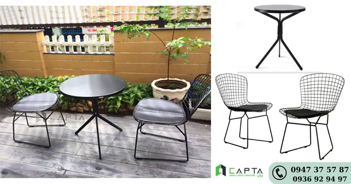 Bộ Bàn Cafe Ban Công 2 Ghế Có Nệm Rời