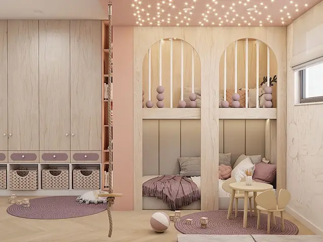 Giường Tầng Gt051 Gam Màu Hồng - Gỗ Ấm Áp