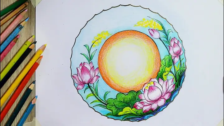 Vẽ Trang Trí Đĩa Tròn Hình Hoa Sen Như Thế Nào?