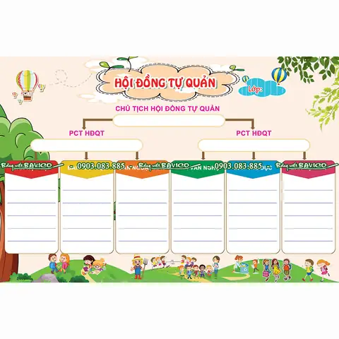 Bảng Hội Đồng Tự Quản Trang Trí Lớp - Bảng Viết Bavico