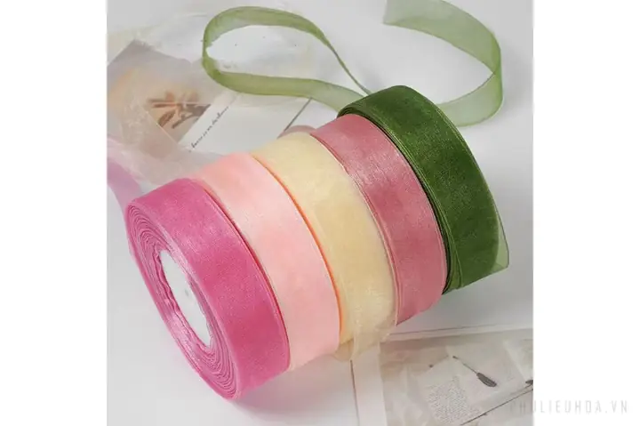 Cuộn Ruy Băng Voan Trong Suốt Bản 2.5cm X 45m Làm Nơ Handmade ...