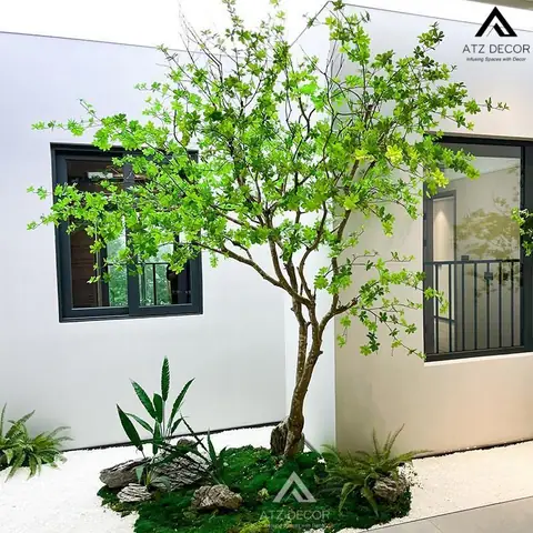 Decor Sảnh Hiên Nhà Hay Sân Vườn Với Cây Giả