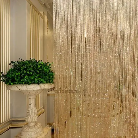 Rèm Cửa Sợi Kim Tuyến Trang Trí Phòng Khách - Thế Giới Rèm Cửa