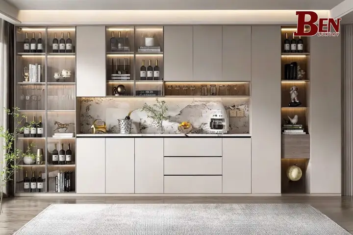 25+ Mẫu Kệ Rượu Ngăn Phòng Khách Và Bếp Đẹp, Hiện Đại, Tiện Nghi
