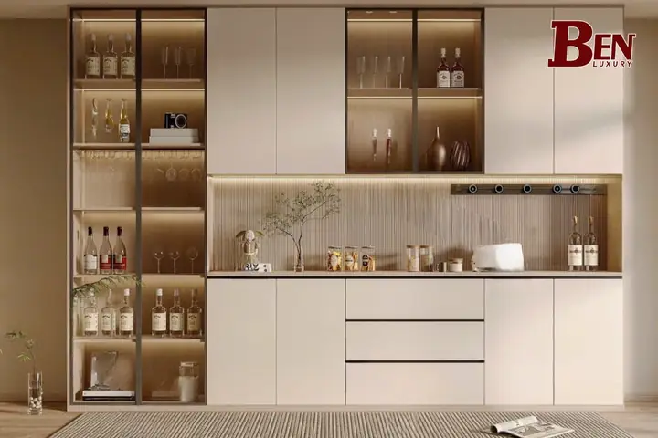25+ Mẫu Kệ Rượu Ngăn Phòng Khách Và Bếp Đẹp, Hiện Đại, Tiện Nghi