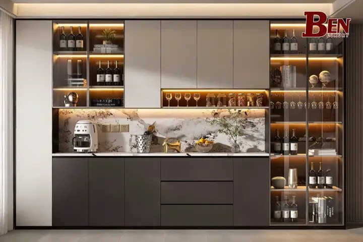 25+ Mẫu Kệ Rượu Ngăn Phòng Khách Và Bếp Đẹp, Hiện Đại, Tiện Nghi
