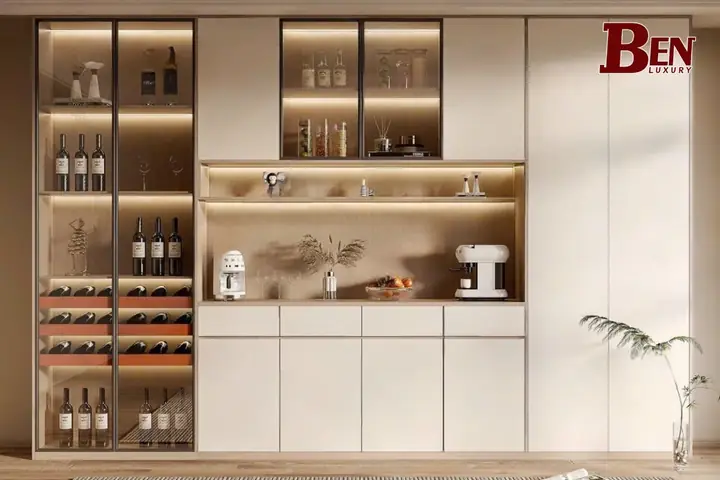 25+ Mẫu Kệ Rượu Ngăn Phòng Khách Và Bếp Đẹp, Hiện Đại, Tiện Nghi