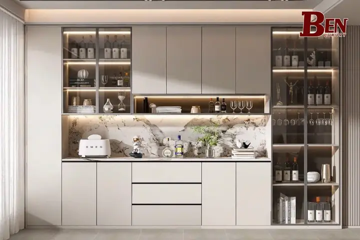 25+ Mẫu Kệ Rượu Ngăn Phòng Khách Và Bếp Đẹp, Hiện Đại, Tiện Nghi