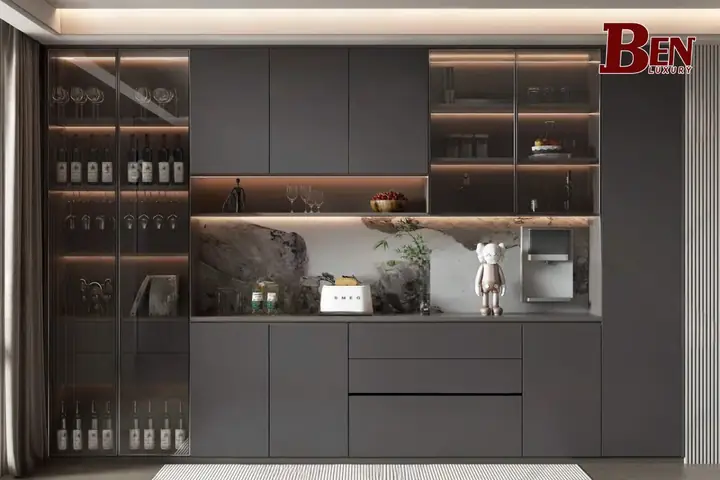 25+ Mẫu Kệ Rượu Ngăn Phòng Khách Và Bếp Đẹp, Hiện Đại, Tiện Nghi