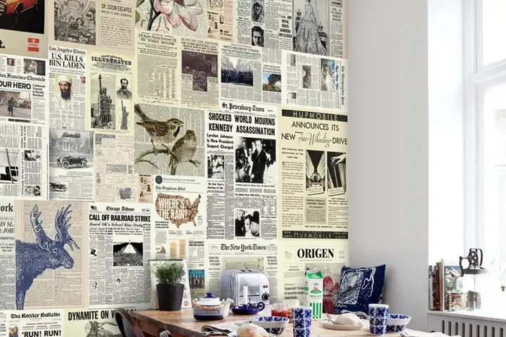 #[chia Sẻ] Một Số Ý Tưởng Dán Tường Bằng Giấy Báo Cũ