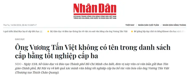 Vương Tấn Việt Là Ai: Tiểu Sử, Học Vấn Và Những Ồn Ào Xung Quanh Thượng Tọa Thích Chân Quang