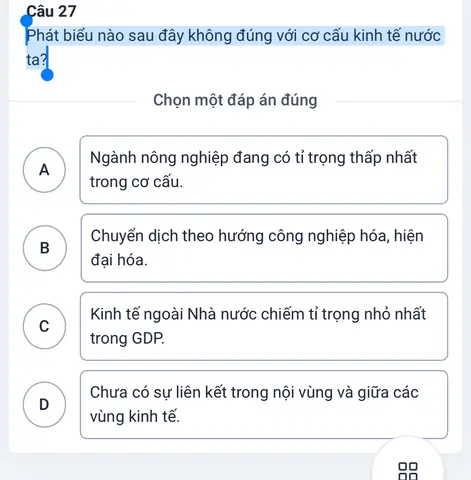 Phát Biểu Nào Sau Đây Không Đúng Với Cơ Cấu Kinh Tế Nước Ta?